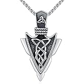 Hagkew Viking Arrowhead Necklace for Men 925 Sterling Silver Celtic Knot Arrow Necklace for Men Arrow Pendant Viking Jewelry Gifts for Men Women