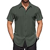 COOFANDY Mens Short Sleeve Dress Shirts Stretch Wrinkle Free Button Down Shirt Casual Summer Top