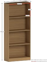 Vida Designs Cambridge 4 Tier Large Bookcase Oak Wood Shelving Unit view 3