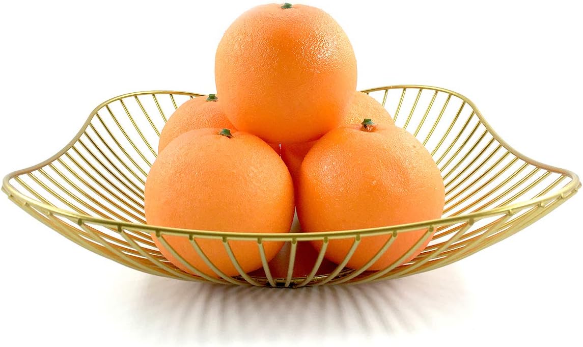 GOLDCHEE Creative Nordic Style Iron Fruit Vegetable Fruit Bowl Desktop Bedroom Fruit Basket Large Capacity Modern Kitchen Countertop Wrought Iron Fruit Basket (GOLD)
