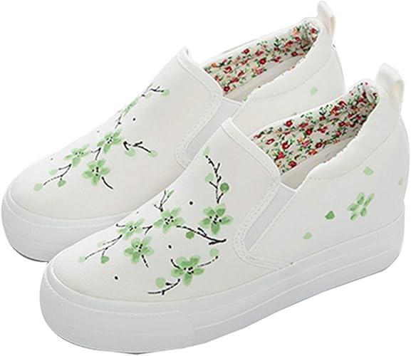 Amazon Ljki スリッポン レディース 厚底 花柄 美脚 スニーカー おしゃれ インヒール 通気 脚長 ローカット 歩きやすい クッション 疲れない 女子 大きいサイズ カジュアル 通勤 通学 春夏 シークレット オフィス お出かけ デート ギフト Ljki ローファー スリッポン
