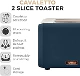 Tower Cavaletto 2-Slice Toaster Defrost Reheat 850W Midnight Blue Rose Gold view 2