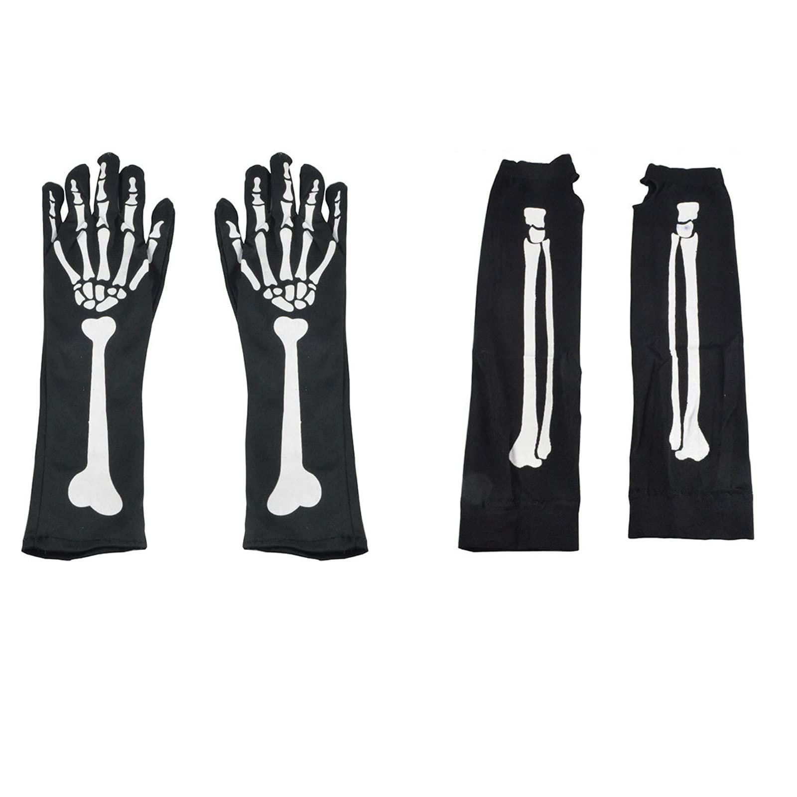 CHENGZI 2 pcs Skeleton Gloves for Adult Halloween Dance Costume Party
