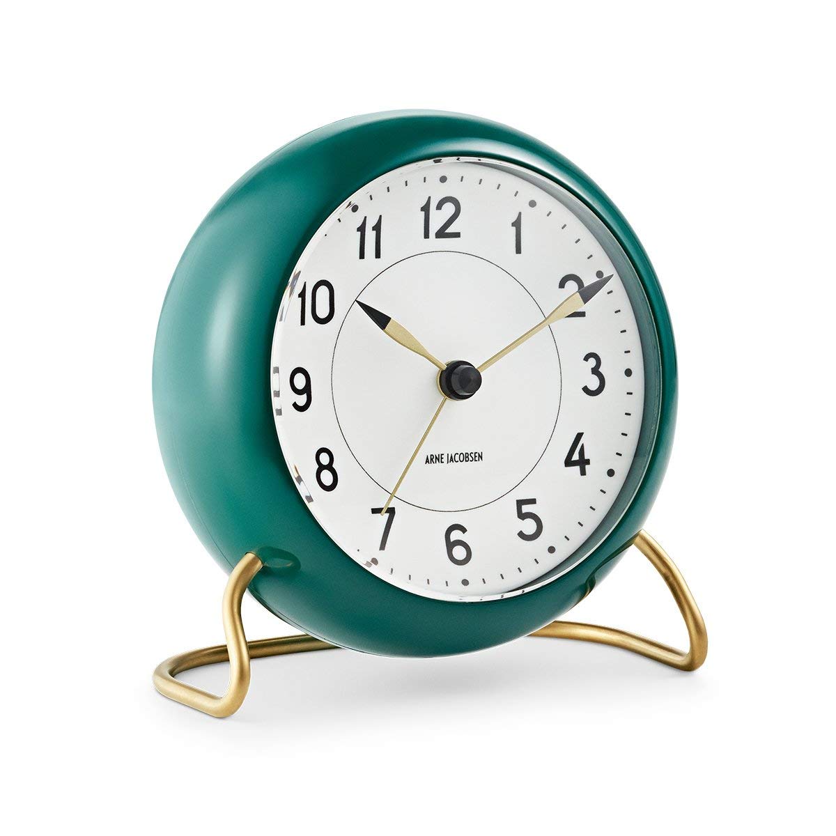 Arne Jacobsen Station Table Clock, Aluminium, Green, 11 cm