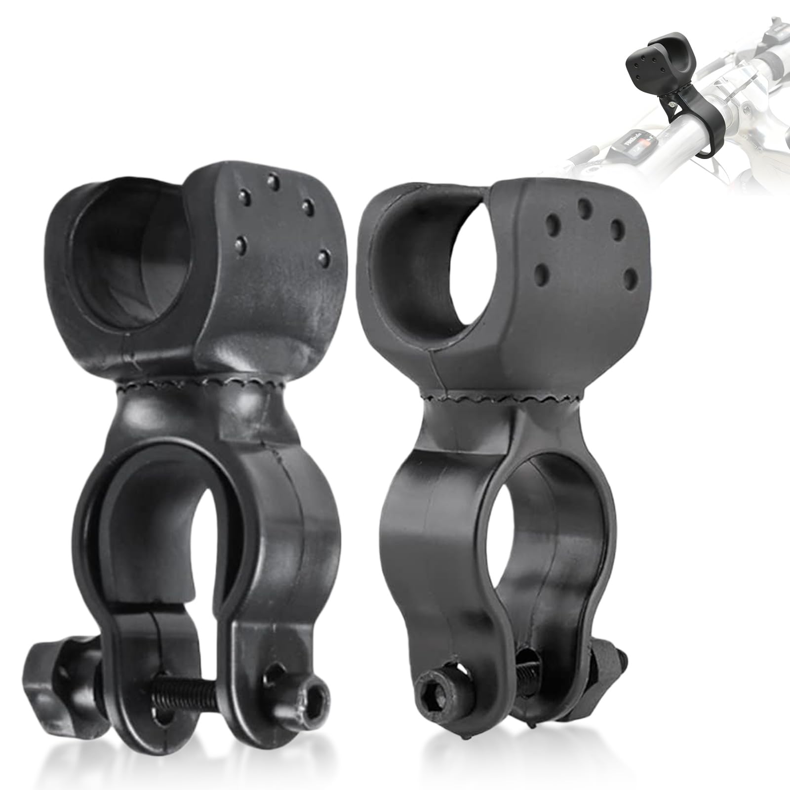 lcyen Walking Stick Holder 2-Pack - Universal Cane Holder for Mobility Scooter, Crutches & Wheelchair Accessories, 360 Degree Rotatable Clip Stick Holders, Durable Crutch Bracket