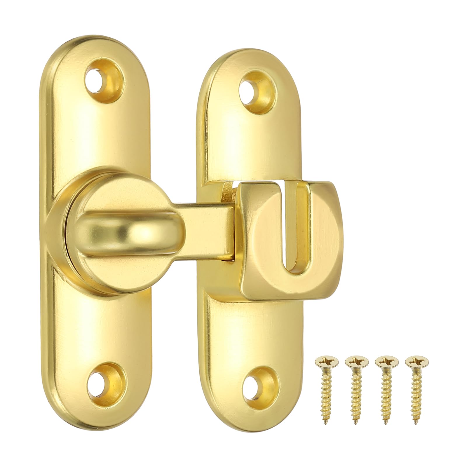 PATIKIL 1 Pack Flip Sliding Door Latch Safety Bar Gate Lock Hardware for Cabinet Bathroom Bedroom Garden, Gold