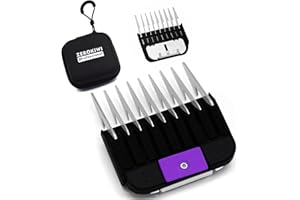 ZEROKIWI Professional A5 Style Animal Clipper Stainless Steel Color-Coded Snap-on Attachment Guard Guide Comb, 1/8"-1" Compatible with Wahl KM Series Oster A5 Andis Detachable Blade Pet Groomers (#2 - 1/4")