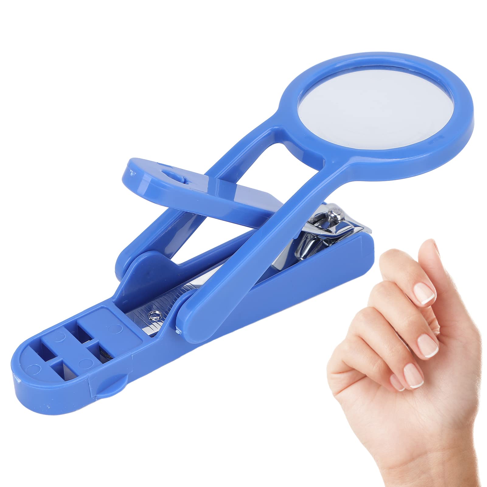 Elderly Nail Clipper with Magnifying Glass Stainless Steel Adjustable Fingernail Toenails Cutter Nail Clippers Care for Elderly Seniors Baby(blue)