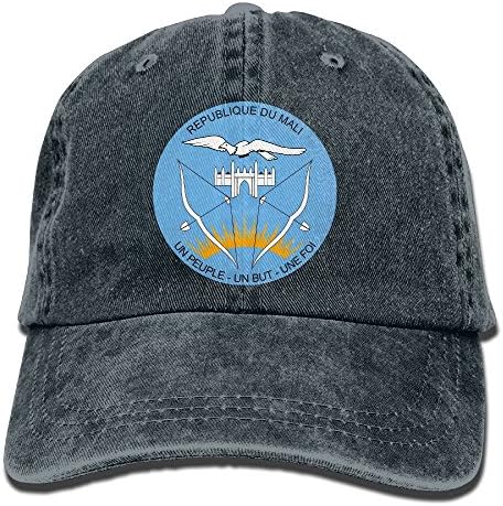 WKP0XKA Men and Women Cap Coat Of Arms Of Mali Unisex Flat Bill Hip Hop Cap Baseball Hat Head-Wear Cotton Snapback Hats Navy