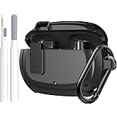 Compatible with Beats Studio Buds/Buds+ Case Cover 2021/2023, [Secure Lock] Cool Beats Studio Buds Plus Protective Shell Men Women with Keychain for New Beats Studio Ear Buds Case - Black[CASE ONLY]