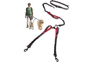 PET DREAMLAND Exquisite Hands-Free Leash for Two Large Dogs – Perfect for Active Pet Owners – Comfortable, Durable & Ideal for Running, Walking, Hiking – Premium Dual Waist Lead with Bungee – Must-Have Dog Gear