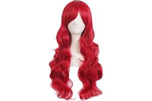 MapofBeauty 28 Inch/70 cm Charming Women Side Bangs Long Curly Full Hair Synthetic Wig (Bright Red)