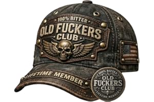 GENERIC Old Fuckers Club-Vintage Baseball Cap, Embroidered 100% Bitter Lifetime Member Adjustable Distressed Hat for Men Women