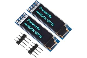 ALMOCN 0.91 Inch IIC OLED Display Module I2C SSD 1306 LED 128X32 Screen Driver DC 3.3V~5V (2pcs unsoldered Blue)