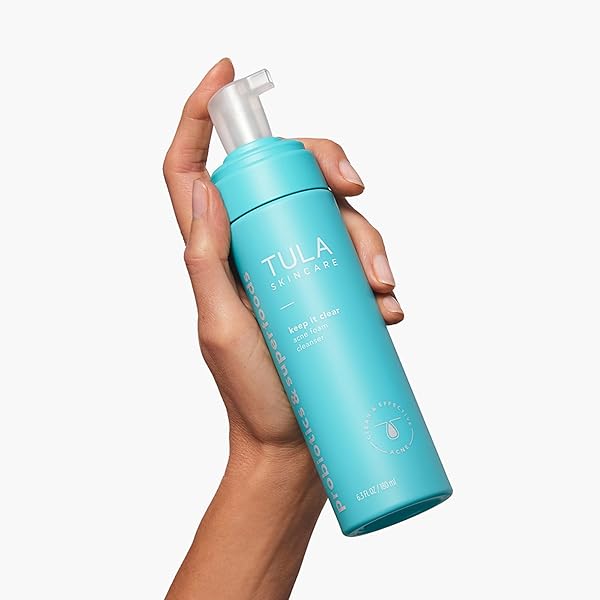 TULA SKIN CARE KEEP IT CLEAR – ACNE FOAM CLEANSER, CONTAINS SALICYLIC & AZELAIC ACID & PROBIOTICS, CLEARS & SOOTHES ACNE, BRIGHTENS PAST BLEMISH MARKS, 6.3 FL OZ.