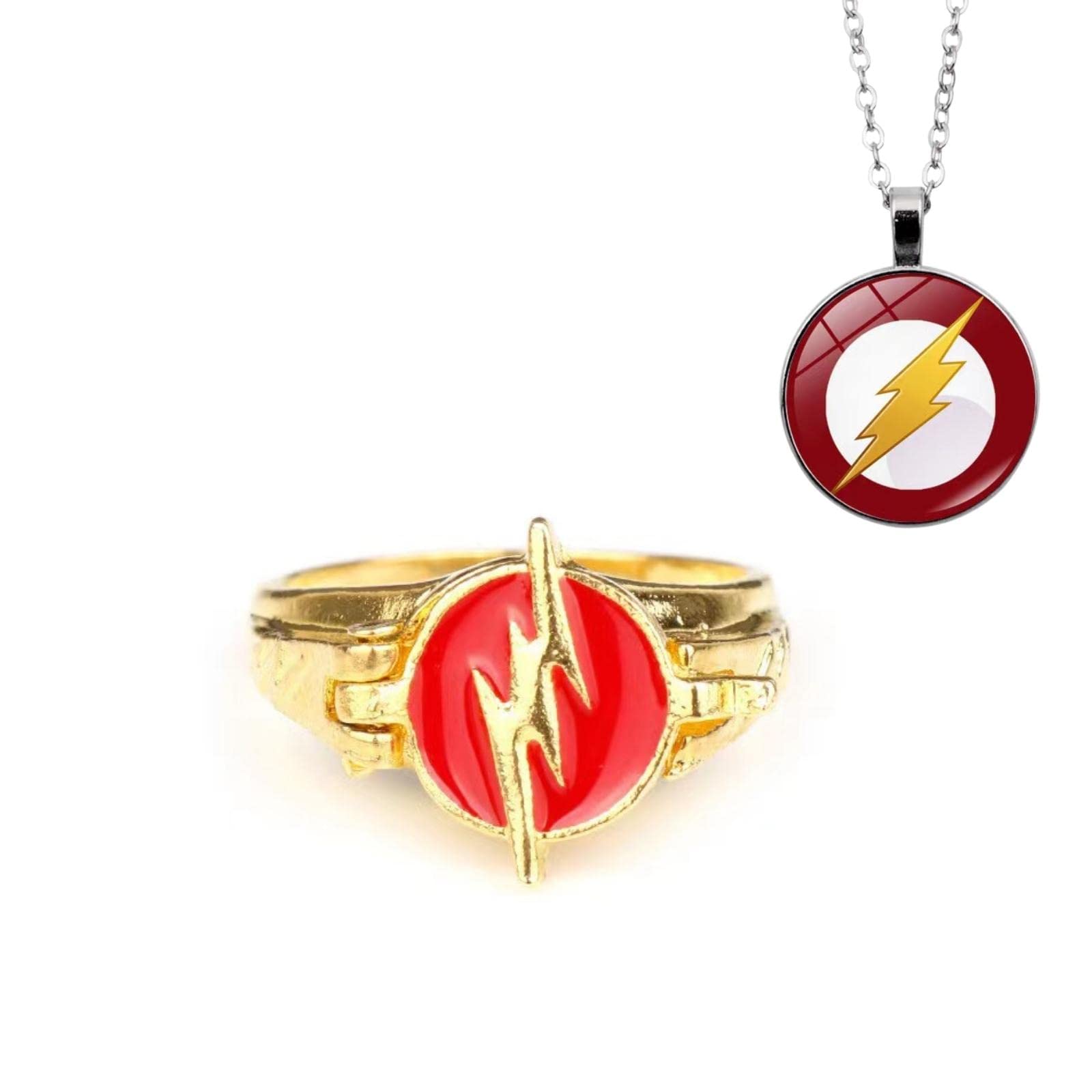 WRUIOY TV Movies Show Original Design Quality Anime Cosplay Superhero for Lighting Ring Costume Accessories for Season 5 Fans Gift(with Necklace), 0.78“, Metal, flash