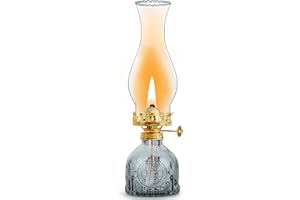 GXFCCYXT Oil Lamps for Indoor Use -11''×3'' Grey Vintage Kerosene Lamp Crimped Top Chimney Beautifully Carved Oil Lamp for Home Tabletop Emergency Lighting Decor Oil Lamp Props