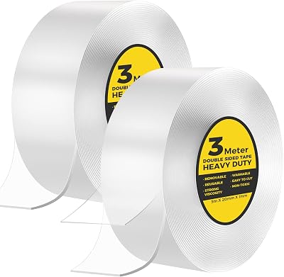 YOGINGO 6M Heavy Duty Double Sided Tape 2 Pcs Clear Nano Gel Office Home