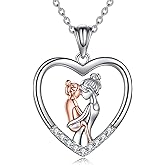 Mother Necklace Sterling Silver Mother Hold Daughter Love Heart Necklace Jewelry Christmas Mothers Day Birthday Wedding Gift for Mom Daughter