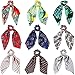 9 Pieces Hair Scrunchies Satin Silk Elastic Hair Band Scarf Ponytail Holder Scrunchy Ties Vintage Hair Accessories for Women Girls (Long Scarf Style)