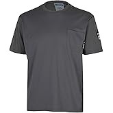 Oberon FR Arc Rated Safety Shirt For Men - Flame Resistant Cotton T-shirt - 11 Cal - Chest Pocket - Navy Blue, Gray