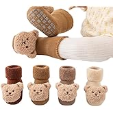 NXITK 4 Pieces Baby Socks Newborn Slippers Cute Bear Cotton Soft Winter