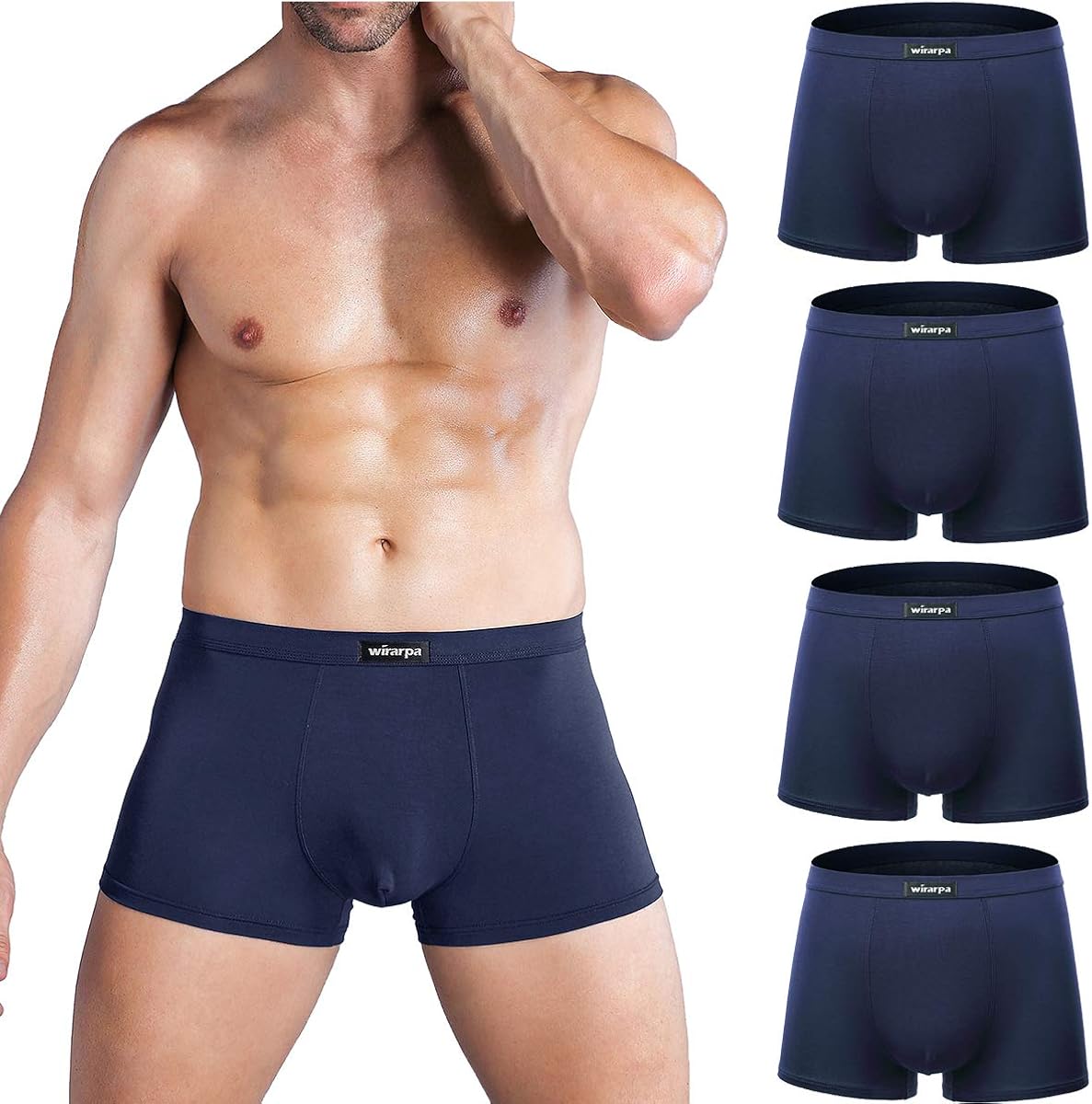 wirarpa Men's Breathable Modal Microfiber Trunks Underwear Covered Band Multipack: Clothing