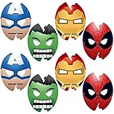 Marvel Emoticon Party Masks, 8 Count - Assorted Paper Superhero Masks For Kids, Unique & Fun Design - Perfect For Birthday & Themed Parties, One Size Fits All