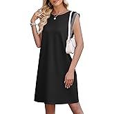 WEACZZY Summer Dresses for Women 2026 Casual Crewneck Fit Beach Vacation Dress Sleeveless Loose Sundress with Pockets