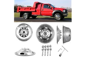 BOOGADEE 4pcs 19.5inch Polished Stainless Steel Dually Wheel Simulators, Bolt On Wheel Cover, 10 Lug Duallies Hubcaps Fit for 2005-2024 Ford F450/F550 Super Duty 2WD/4WD Truck C19F10