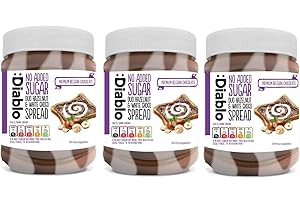Diablo Sugarfree No Added Sugar Duo Hazelnut & White Chocolate Spread 350 grams (3 Pack)
