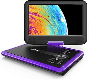 ieGeek 11.5" Portable DVD Player with SD Card/USB Port, 5 Hour Rechargeable Battery, 9.5" Eye-Protective Screen, Support AV-in/ Out, Region Free, Purple