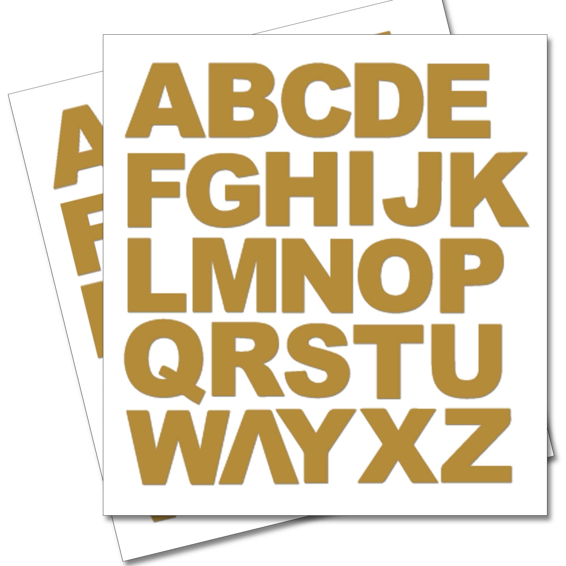 2 x Set of Full Alphabet Big Gold Letters - Removable Self Adhesive Waterproof Durable Vinyl Stickers - Cut to The Sticker Shape - Size 50mm