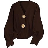 Verdusa Women's Button Up Cardigan Elegant V Neck Cozy Sweaters Fall Winter Outerwear