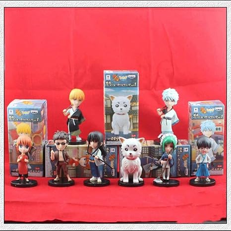 Amazon Co Jp 銀魂サカタ銀杏アニメキャラクターフィギュアpvc素材ポートレート像8pcコミックキャラクターモデルキットアニメーショントイフィギュアデスクトップ装飾 グッズ ギフト Liangxinqiang ホーム キッチン