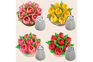 4pcs Cupcake Frosting Piping Kit, Cake Decorating Tips for Cookie Cupcakes Decorating, Stainless Steel Piping Tips Set