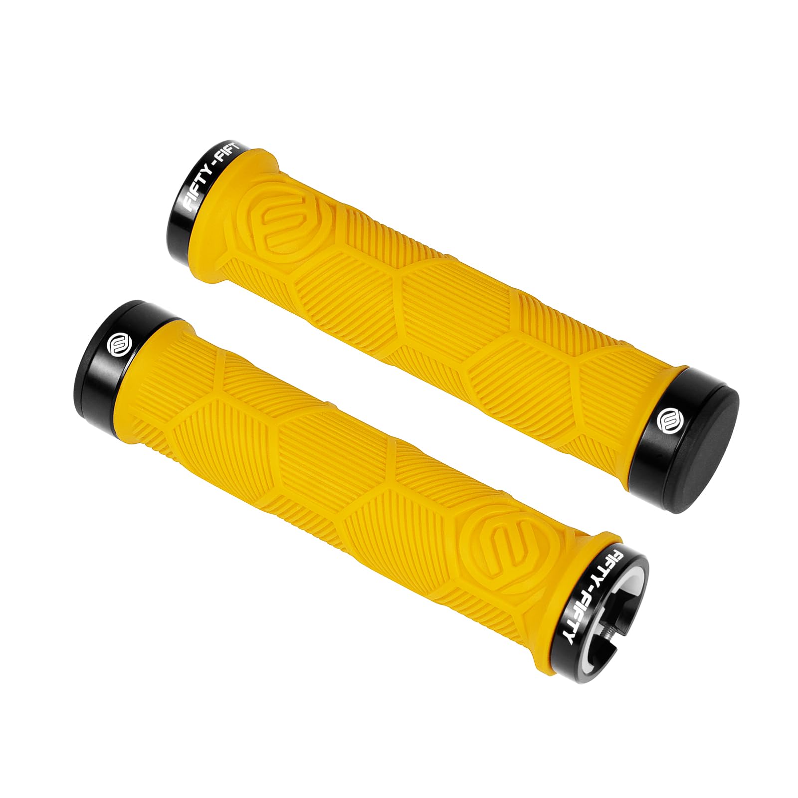 FIFTY-FIFTY Double Lock-On Mountain Bike Grips, Bicycle Handlebar Locking Grips, Non-Slip MTB Handle (Yellow)