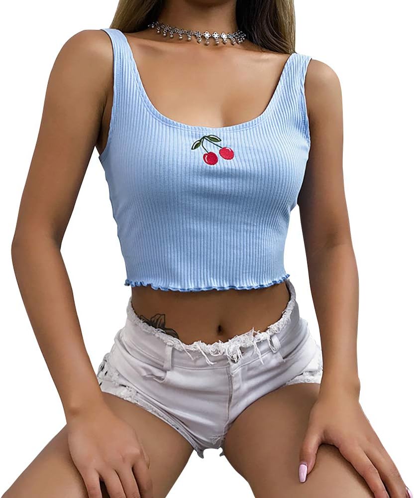 SansoiSan Women Tank Tops Streetwear Crop Top Tees Hot Clubwear