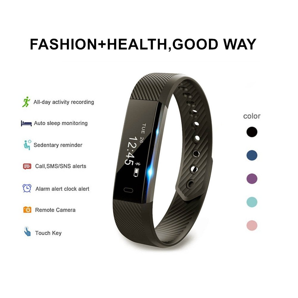 Fitness Tracker, SinoPro Activity Tracker, Smart Bracelet Bluetooth Call Remind Remote Smart Band Calorie Counter Wireless Pedometer Sport Sleep Monitor Activity Tracker For Android iOS Phone (Black)