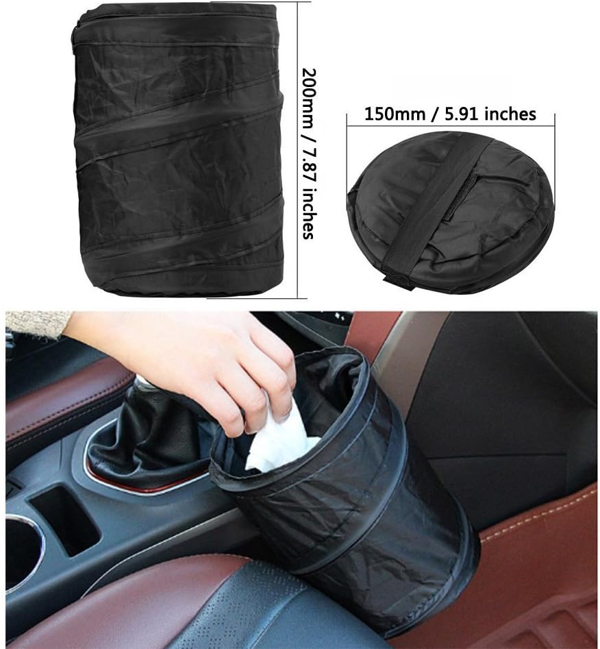 Amazon Beilan 車 ゴミ箱 車用 ゴミ箱 ポータブル ダストボックス 車内用 取り付け簡単 折りたたみ 車内ポケット 小物入れにも最適 15 cm 黒 車用ゴミ箱 車 バイク