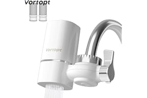 Faucet Water Filter for Sink- 400 Gallons Faucet Mount Water Tap Water, NSF Certified Reduces Chlorine & Bad Taste with 2 Rep