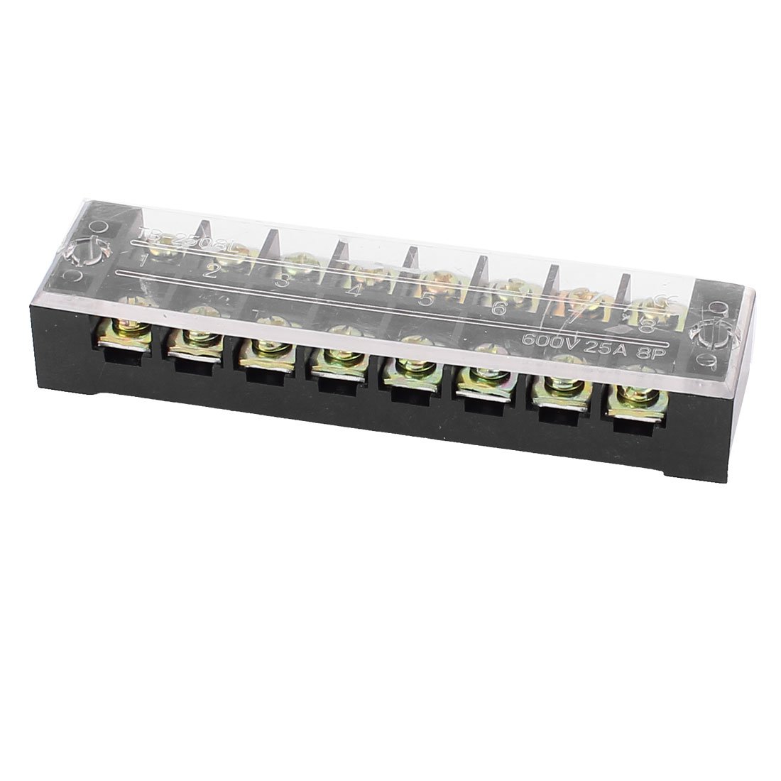 Sourcingmap 600V 25A 2 Row 8 Position Wire Connector Screw Barrier Terminal Block