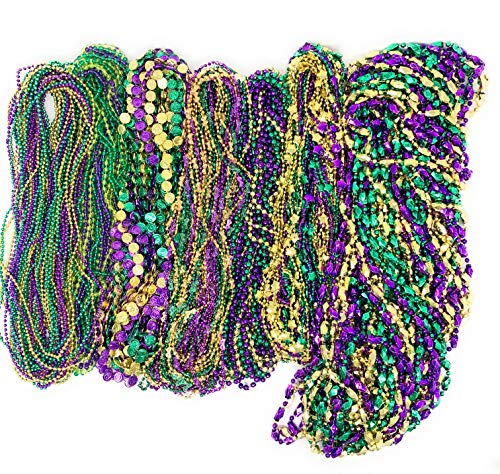 Mardi Gras Beads Necklaces Assortment Bulk (500 Pieces) Verity of Styles and Colors - Mardi Gras Throw Beads, Great Party Favors Supplies, By 4E's Novelty