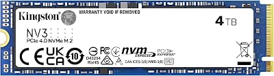 Kingston NV3 4TB NVMe PCIe 4.0 M.2 2280 SNV3S/4000G SSD