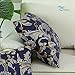 CaliTime Throw Pillow Covers Pack of 2 Vintage Floral Leaves Cushion Cases for Couch Sofa Home Decor 18 X 18 Inches Navy Blue