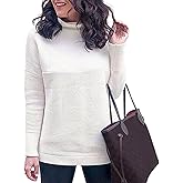 CHICWISH Women's Linen/White/Grey Cozy Ribbed Long Sleeve Turtleneck Knit Top Pullover Sweater