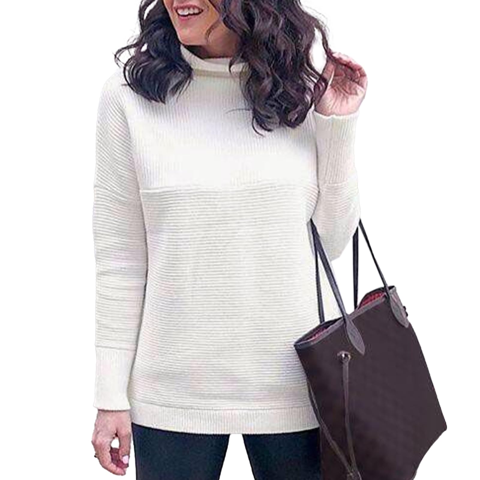 Photo 1 of *USED*
CHICWISH Women's Fall Long Sleeve Turtleneck Sweaters Casual Ribbed Knit Pullover Sweater Tops White