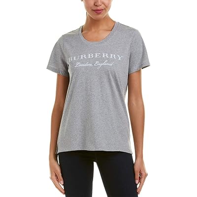 BURBERRY Ladies T-Shirt Solid Lt Grey Melange Bbr London Eng Tee Size X-Large