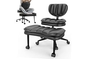 HOMRELEXA Cross Legged Office Chair, Ergonomic Cloud Criss Cross Desk Chair, Meditation Chair with Wheels, Height Adjustable Seat for ADHD, Wide Kneeling Chair with Back Support