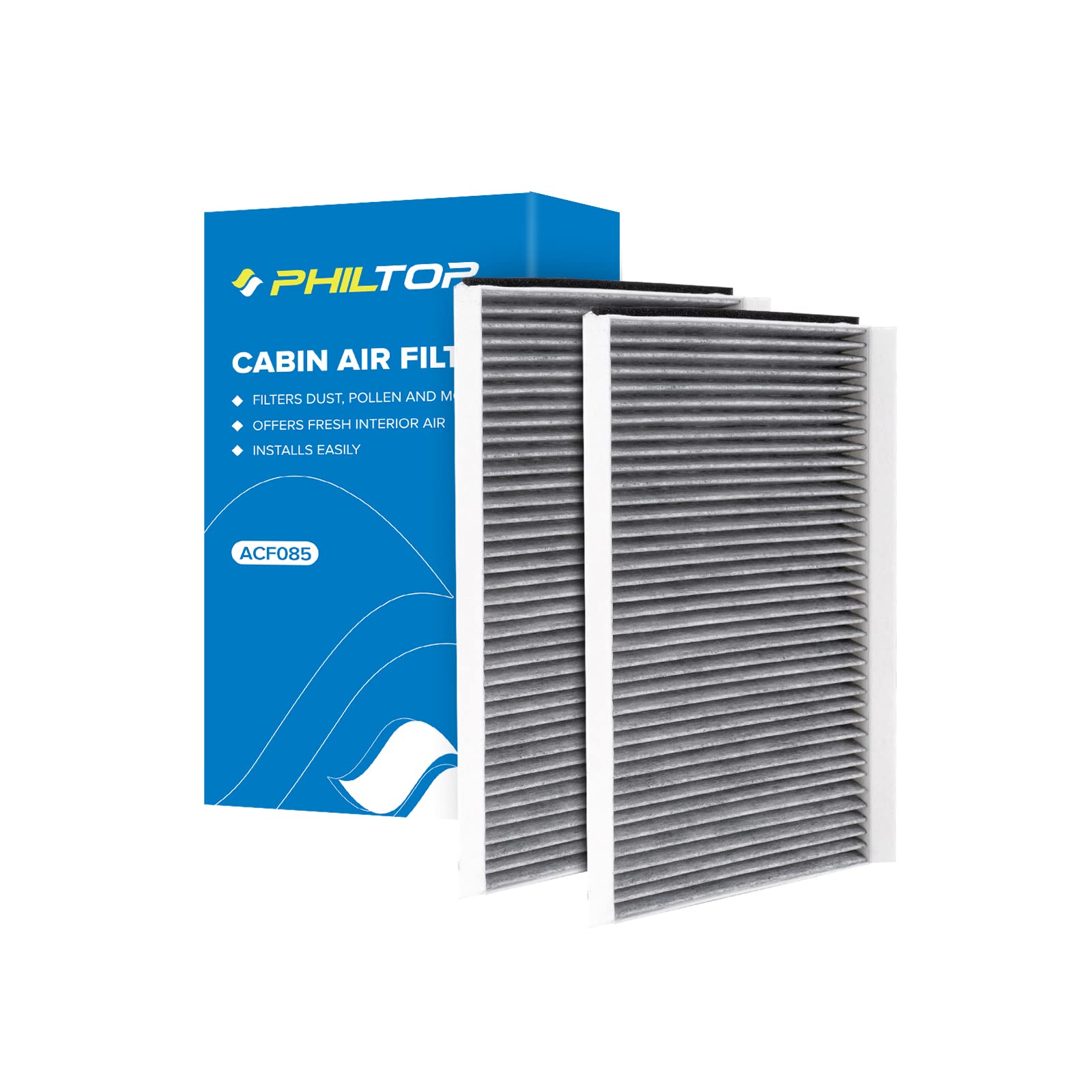 Photo 1 of PHILTOP Cabin Air Filter, Replacement for CF10103 528i 530i 535i 535xi 525i 528xi 530xi 645Ci 650i 550i 545i 525xi M5 M6, Premium ACF085 Cabin Filter with Activated Carbon Filter Up Dust Pollen Odor